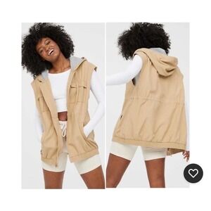 Offline by Aerie Tan Hooded Cargo Vest, XS